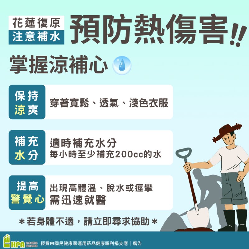 想當熱血救災志工    先注意補水遮陽保護自己