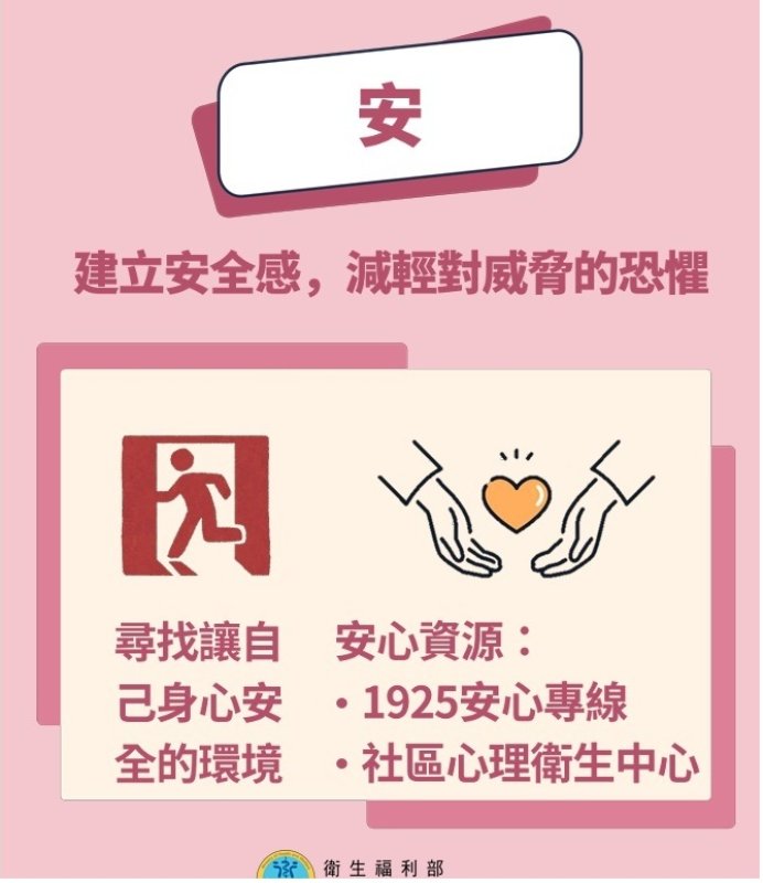 看到暴力事件後不安？用「安靜能繫望」穩住自己：安找安全處；靜深呼吸少看；能回作息做小事；繫聯繫親友；望抱持希望訂目標。