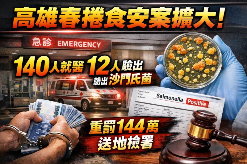 一捲春捲引爆食安危機！高雄140人就醫　12人驗出沙門氏菌