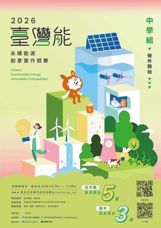 「臺灣能-永續能源創意實作競賽」報名延長至5月13日止！