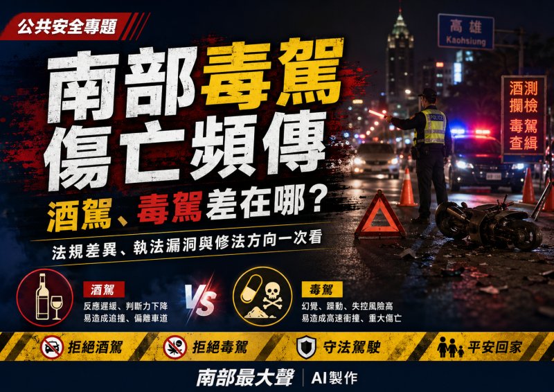 毒駕傷亡頻傳　從台南、高雄到屏東：南部道路安全不能只靠事後重罰