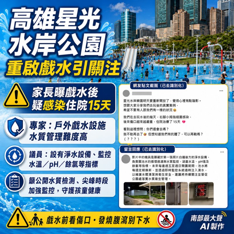 星光水岸公園重開　家長憂戲水感染風險