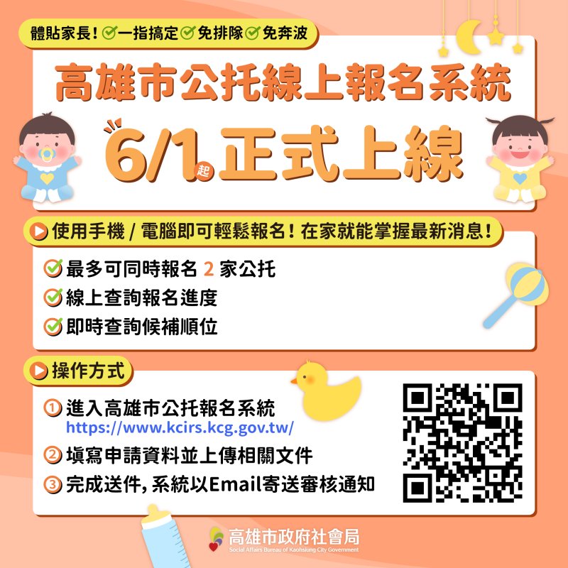高雄公托線上報名系統6月1日上線一指搞定免奔波免排隊