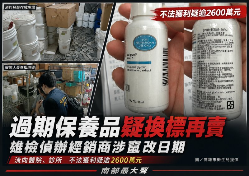過期保養品換標再賣醫療院所！雄檢偵辦保養品經銷商　不法獲利初估2600萬