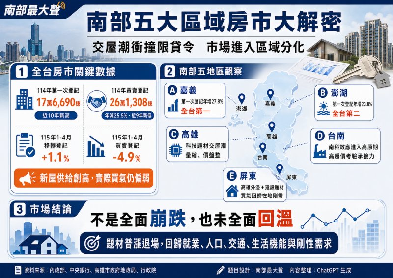 交屋潮衝撞限貸令！南部五大區域房市大解密　新屋供給創高、買氣仍未全面回溫
