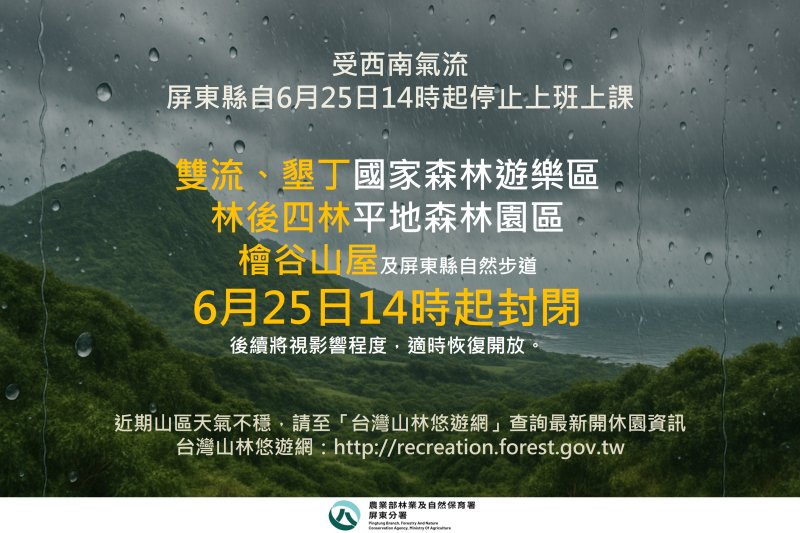 米克拉颱風外圍環流帶來豪大雨屏東全縣高市兩區停班課