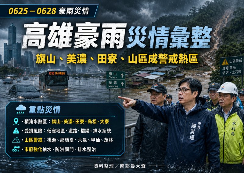0625豪雨重創高雄多區　旗美住家進水、月世界淤泥遍地　山區道路土石流風險未除  