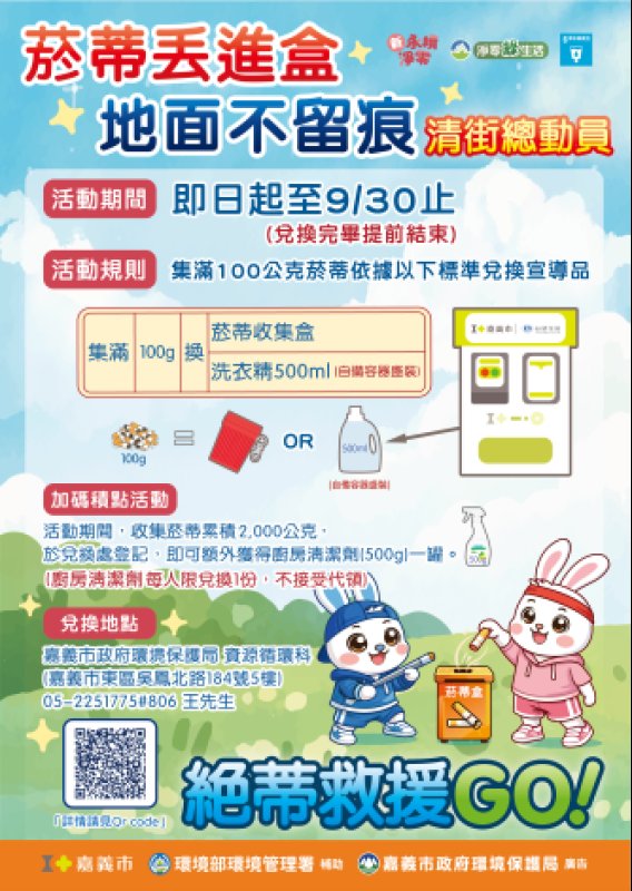菸蒂不落地守護市容　嘉市環保局：違者最高罰6,000元