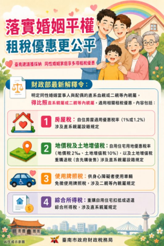 打造性別平等宜居台南　同婚家庭租稅優惠建議獲採納