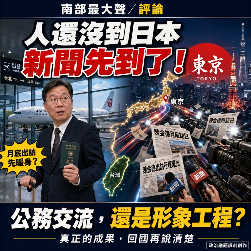 人還沒到日本、新聞先到了！陳金德月底出訪先暖身　網酸：到底多怕沒人知道？