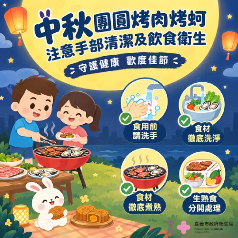 中秋烤肉歡聚　嘉市衛生局提醒守好飲食衛生與防蚊關