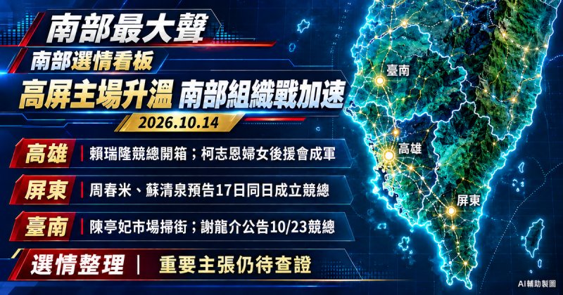 高雄藍綠同日擴軍、屏東競總正面對撞　南部選戰進入組織戰