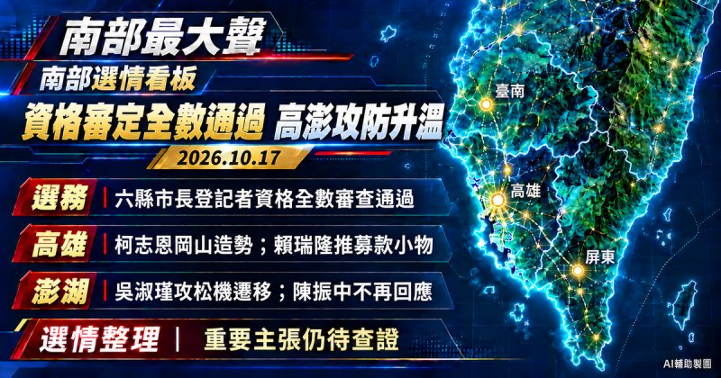 六縣市長登記者資格全數通過　高雄岡山造勢、澎湖松機攻防升溫