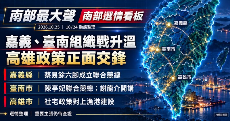 嘉義、臺南組織戰升溫　高雄社宅與漁港政策正面交鋒