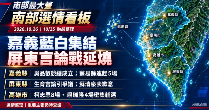 嘉義藍白集結、屏東言論戰延燒　高雄藍綠母雞密集輔選