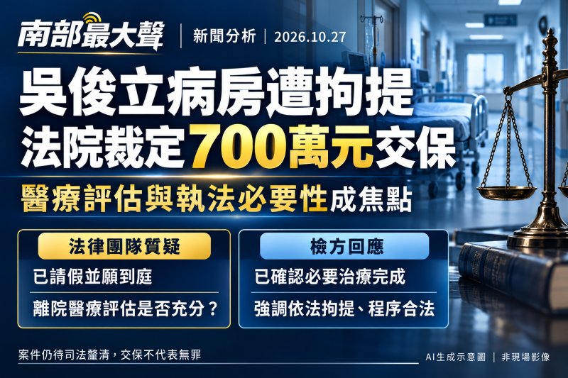 吳俊立病房遭拘提後700萬元交保　法律團隊與檢方說法交鋒，醫療評估成關鍵