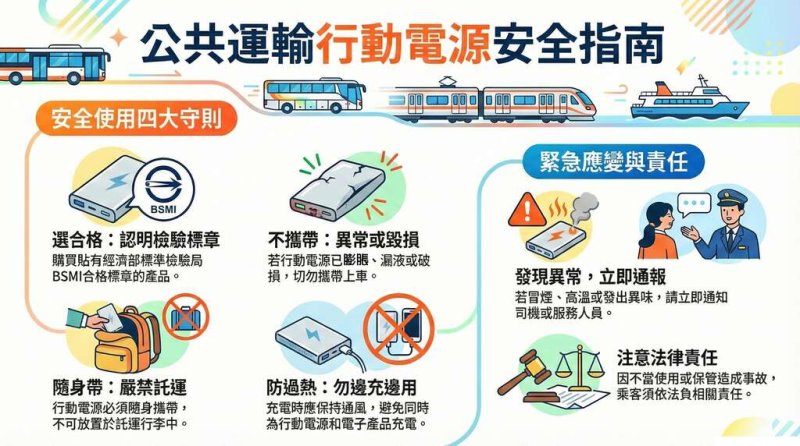 公共運輸攜帶行動電源安全注意事項 公共運輸攜帶行動電源安全注意事項