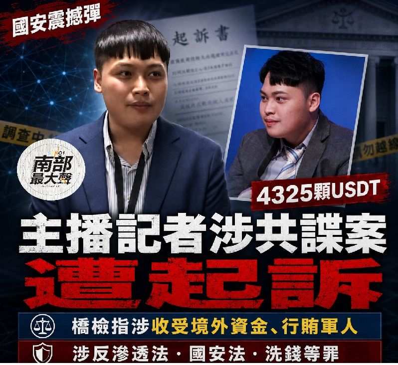 國安震撼彈!主播記者涉收4325顆USDT 檢方起訴林宸佑等7人並建請重判 國安震撼彈!主播記者涉收4325顆USDT 檢方起訴林宸佑等7人並建請重判