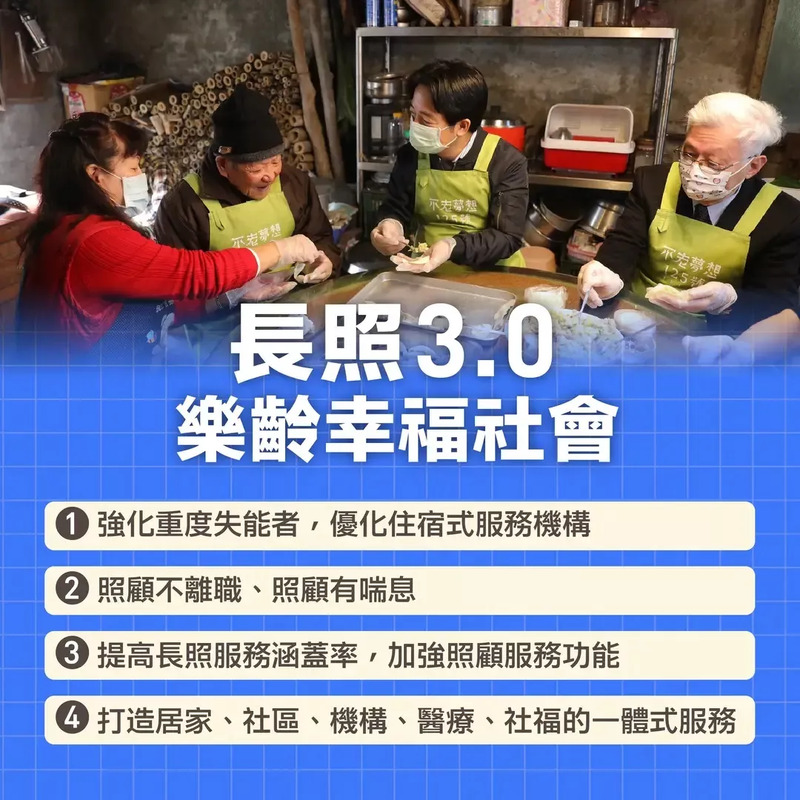 卓揆：2026年「長照3.0」計畫上路 實現「健康老化、在地老化、安寧善終」願景