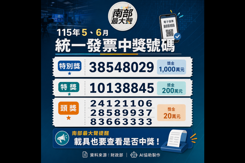 統一發票5-6月中獎號碼